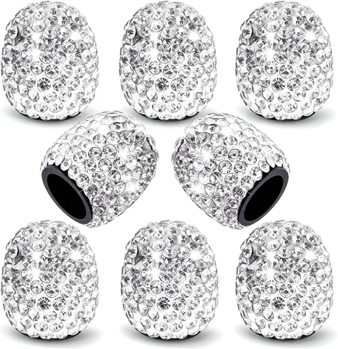 Vista 24 de 4 tapas de válvula de vástago de neumático de diamantes de cristal brillante, a prueba de polvo, tapas universales para válvulas de neumáticos