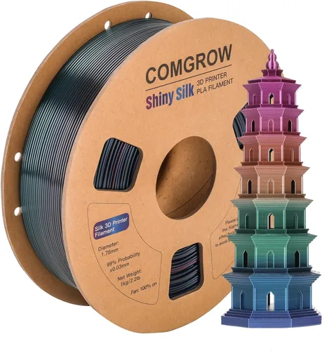 Vista 26 de Comgrow - Filamento para impresora 3D de seda PLA, color dual 2 en 1 negro y verde, filamento PLA para impresión 3D de 1.75mm, precisión dimensional
