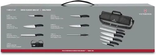 Vista 5 de Victorinox Swiss Classic - Juego de barbacoa de 7 piezas con rollo de cubiertos, color negro