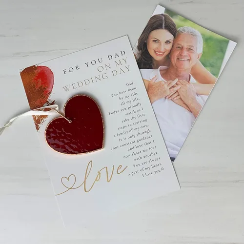 Vista 4 de Papá en el día de mi boda – Hermoso corazón de vitrales – Regalo de boda sentimental para papá y adorno de recuerdo significativo para el padre