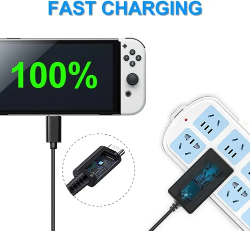 Vista 3 de Prodico Cargador para Nintendo Switch, cargador de viaje rápido compatible con Nintendo SwitchSwitch LiteSwitch OLEDSwitch Dock