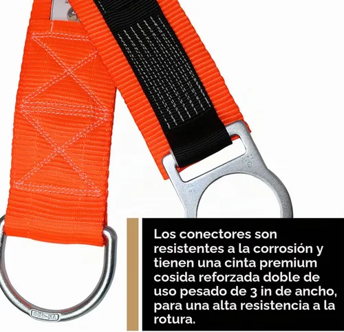 Vista 5 de AFP Correa de Brazo Cruzado de 3 pies Premium de Servicio Pesado de Paso Directo con Anillo Doble de Acero, Conector de Anclaje de Protección contra