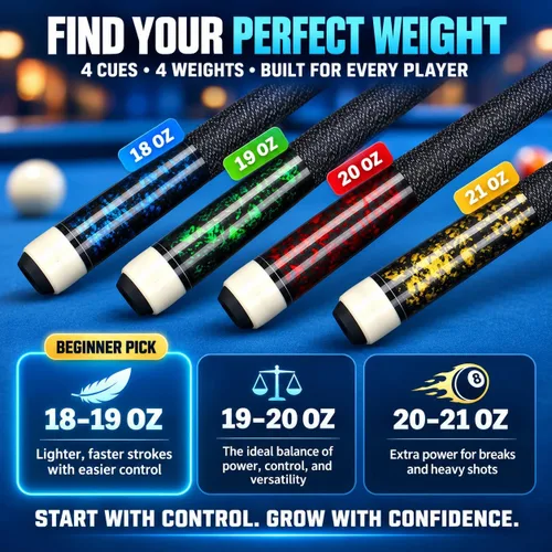 Vista 4 de Kmise 58 Inch FAS Canadian Maple Pool Cue Set 18 19 20 21oz