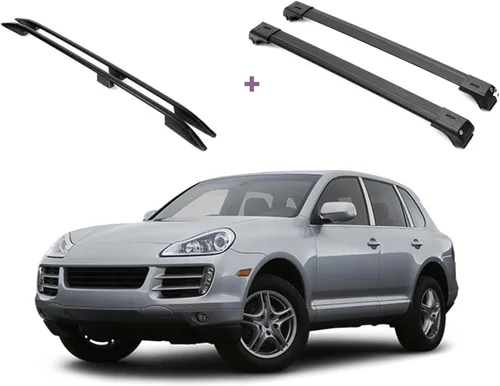Vista 13 de ERKUL - Barras transversales para techo para Porsche Cayenne 2003-2010 Barras transversales de aluminio con bloqueo antirrobo para el techo