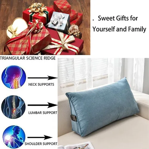 Vista 4 de Almohadas de cuña para cabecero, almohada de lectura triangular, almohadas de respaldo para reposo en cama, cojín de felpilla suave de color sólido