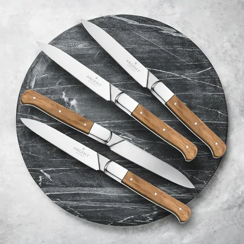 Vista 6 de Hampton Forge Sfs51L04Wb Lynden - Juego de 4 cuchillos para carne de madera de olivo