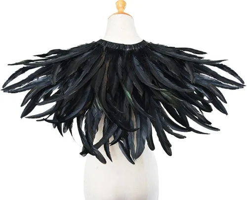 Vista 4 de L'VOW - Disfraz gótico de plumas negras para hombre