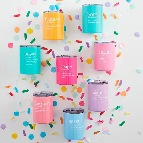 Vista 2 de Slant Collections Vaso aislado de acero inoxidable, 12 onzas, Bestie