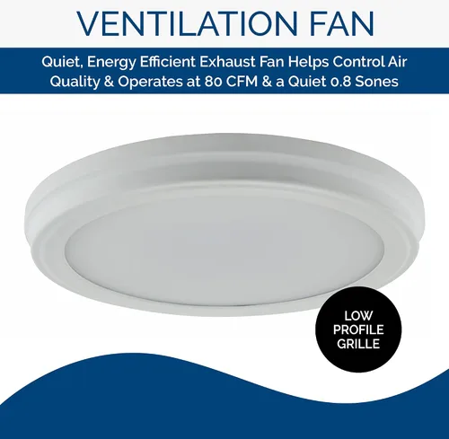 Vista 3 de Broan-NuTone AER80LWH - Ventilador de baño certificado ENERGY STAR, mediano, color blanco