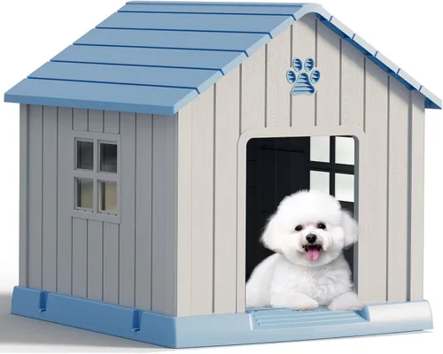 Vista 12 de Fancyango Casa para perros al aire libre e interior, impermeable, ventilada, fácil de limpiar, suelo elevado para perros pequeños y grandes, fácil