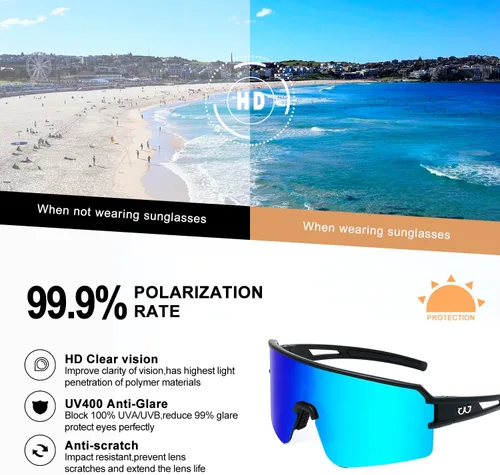 Vista 5 de SPOSUNE Gafas de ciclismo polarizadas para hombres y mujeres, protección UV400, gafas de sol deportivas para béisbol, correr, pesca, equitación
