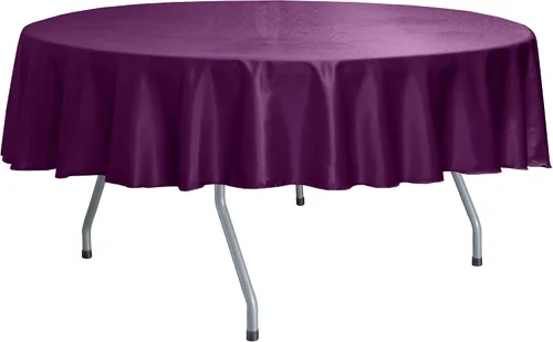 Vista 2 de Ultimate Textile Mantel redondo reversible Shantung Satin Majestic de 72 pulgadas, color ciruela