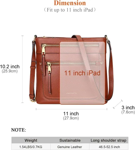 Vista 5 de Over Earth Bolsos cruzados para mujer de cuero con múltiples bolsillos