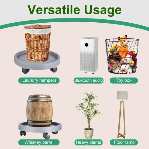 Vista 5 de Doseno Organizador para plantas con ruedas, paquete de 2 soportes para Gris