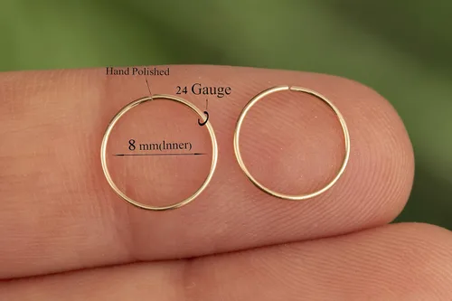 Vista 115 de Aretes de aro de oro de plata – Aretes de aro para mujer, dos piezas de aros de plata fina rellenos de oro, aro de hélice, anillo de tragus, aro