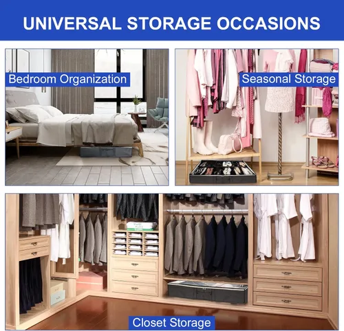 Vista 7 de Surblue Organizador de almacenamiento de zapatos debajo de la cama, solución de almacenamiento de zapatos debajo de la cama, 2 cremalleras de metal