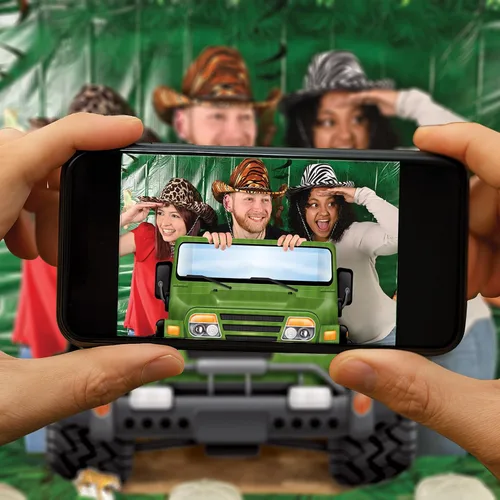 Vista 3 de Beistle Jungle Safari Jeep Photo Prop - Telón de fondo para fiesta de cumpleaños, multicolor Explorer Theme Birthday Parties, Zoo Adventures or