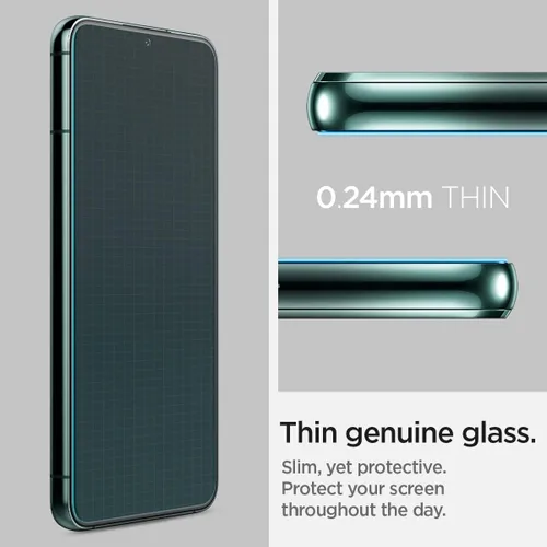 Vista 8 de Spigen Protector de pantalla de vidrio templado [Glas.tR EZ Fit] diseñado para Galaxy S22 Plus [compatible con fundas], paquete de 2 9H Hardness