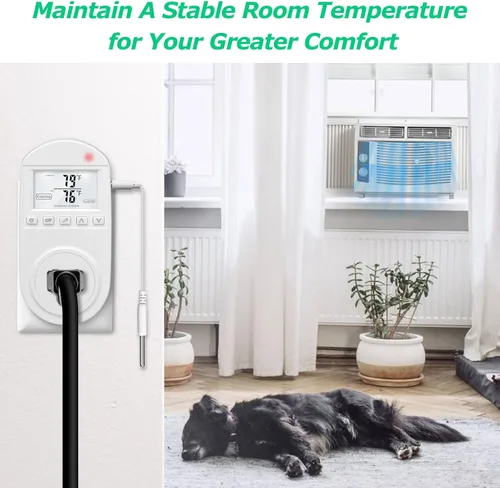 Vista 6 de briidea - Toma de temperatura controlada, salida de termostato compatible con aire acondicionado de ventana, calentadores de espacio, ventiladores