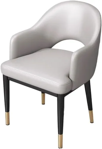 Vista 9 de Sillas de comedor, sillas de comedor modernas de mediados de siglo, tapizadas de piel sintética con patas de metal, sillas para comedor (beige)