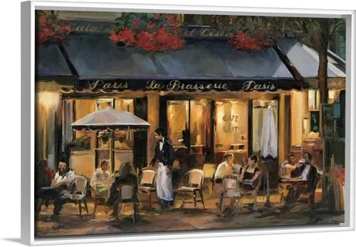 Vista 9 de CANVAS ON DEMAND La Brasserie Lienzo de Arte Mural Enmarcado Flotante Negro por Marilyn Hageman, Tradicional, Decoración del Hogar, Escena