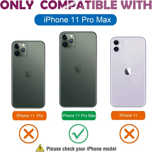 Vista 2 de Funda magnética con purpurina compatible con iPhone 11 Pro Max de 6.5 pulgadas, funda transparente de lujo, con diseño de corazón chapado en amor