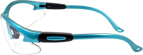 Vista 4 de Global Vision Eyewear Cougar - Gafas de seguridad de laboratorio para mujer con montura turquesa y lentes transparentes