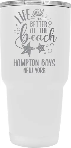 Vista 9 de Hampton Bays New York Souvenir - Vaso aislado de acero inoxidable de 24 onzas, grabado con láser, color negro.
