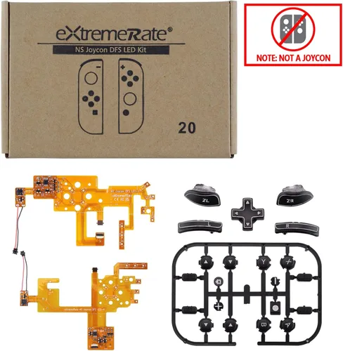 Vista 3 de eXtremeRate 7 Colors 9 Modes NS Joycon DFS LED Kit, Multi-Colors Luminated Black Classical Symbols ABXY Trigger Face Buttons for Nintendo Switch &
