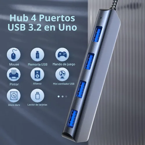 Vista 3 de Hub USB 3.1, SUODAO 10Gbps USB C a USB Hub, 4 puertos USB 3.1/3.2 Gen 2 Hub, aluminio SuperSpeed Tipo C a 4 puertos USB 3.2 de 10 Gbps para laptop