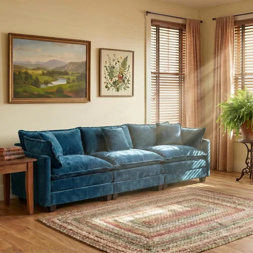 Vista 15 de Sofá modular modular de felpilla beige de 78 pulgadas para sala de estar, sofá modular de felpilla beige para sala de estar, sofás para sala