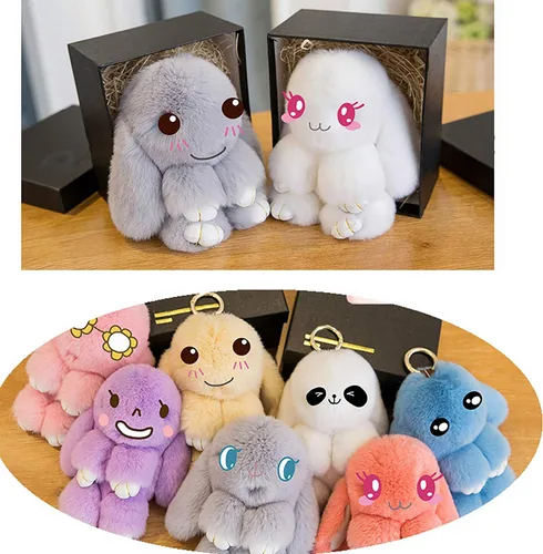 Vista 7 de YISEVEN Llavero de peluche de conejito, Rosa encendido