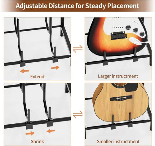 Vista 7 de YAKANJ Mesa Auxiliar con Soporte para Guitarra, Soporte para Tocadiscos, Almacenamiento para Discos de Vinilo, Soporte de 2 Niveles para Guitarra