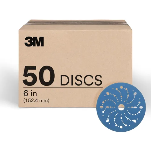 Vista 16 de 3M 3M-36142 Hookit disco abrasivo azul multi-agujero, 3" 80 Grado 50 discos, para aplicaciones de carrocería automática, preparación de pintura