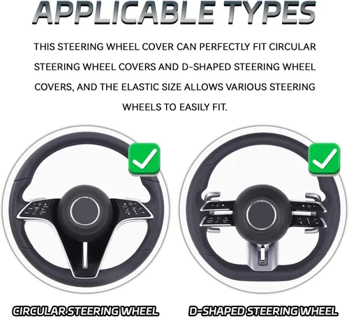 Vista 3 de Funda para volante de 2 piezas, protector de volante segmentado de fibra de carbono, universal y antideslizante, funda protectora de cuero duradera