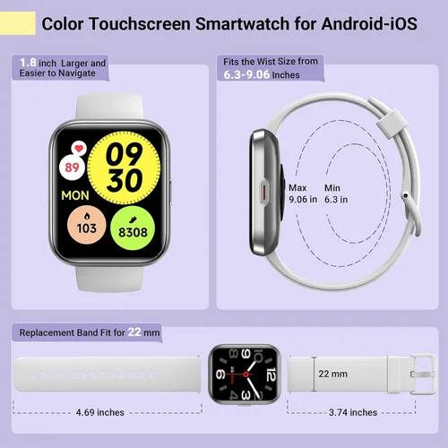 Vista 9 de Quican Potencia tu estilo de vida con Bluetooth Call Fitness Smartwatch para mujeres/hombres, Alexa, reloj inteligente con seguimiento de salud