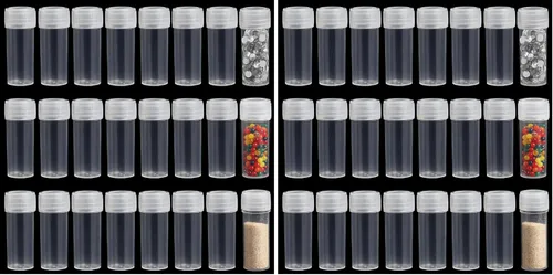 Vista 7 de 120 botellas de plástico de 0.2 fl oz para almacenamiento de viales, mini estuche de almacenamiento transparente con tapa, recipiente
