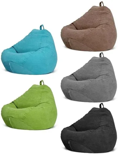 Vista 6 de Koolouispoper Funda de sofá de pana sólida para puf, silla con forma de gota de agua, funda de sofá perezoso para sala de estar, accesorio de Negro