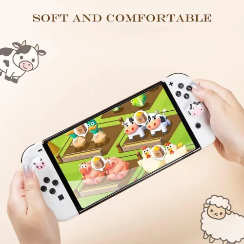 Vista 3 de PERFECTSIGHT Lindas tapas de agarre para el pulgar de oveja y vaca, para Nintendo Switch, Switch OLED, Switch Lite, cubiertas de agarre