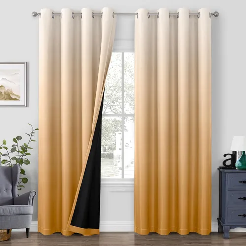 Vista 13 de HOMEIDEAS Cortinas negras 100% opacas degradadas, 52 pulgadas de ancho x 63 Negro