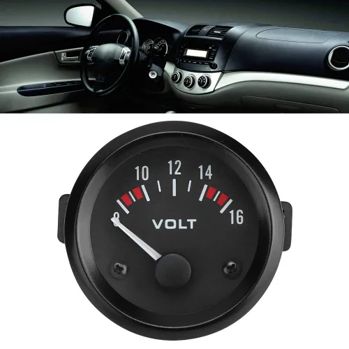 Vista 4 de Naroote Medidor de voltaje, medidor de voltaje de coche, medidor de voltaje de 12 V, 2.047 in/2 pulgadas, medidor de voltaje 8-16 V, voltímetro