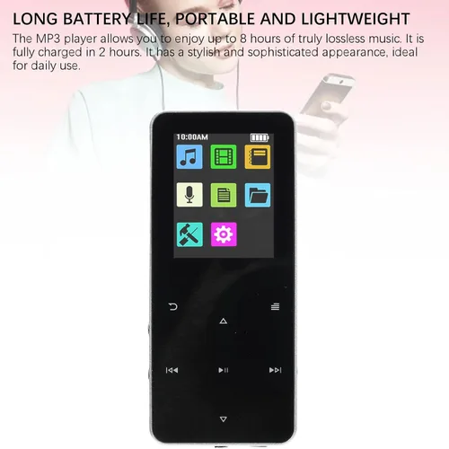 Vista 2 de Reproductor de MP3 de alta fidelidad, 1.8 pulgadas TFT pantalla táctil reproductor MP3 con auriculares para grabación (4GB)