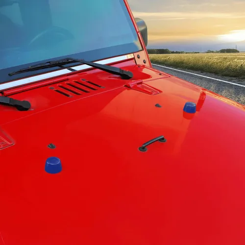Vista 6 de Cubierta de Goma para Capó del Motor, Adorno de Adornos para Cuerpo de Vehículo para Jeep Wrangler JK JKU 2007-2018, Azul