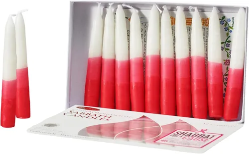 Vista 12 de Rite Lite Velas de Shabbat - 12 piezas - Empaquetadas en una hermosa caja con una tarjeta artística (blanco)