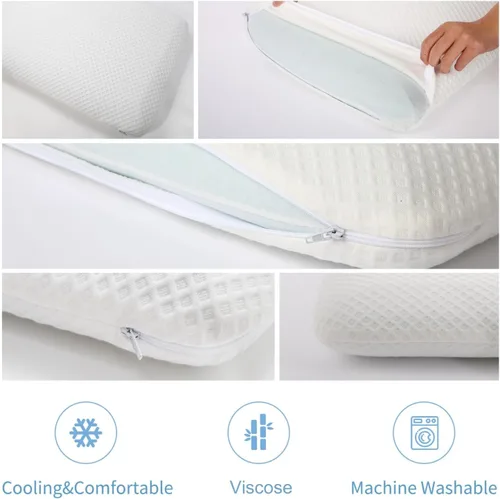 Vista 7 de DLIGHT BD Almohada ultra delgada de espuma viscoelástica con infusión de gel para dormir de 2.7 pulgadas, diseño ultrafino y plano para personas que