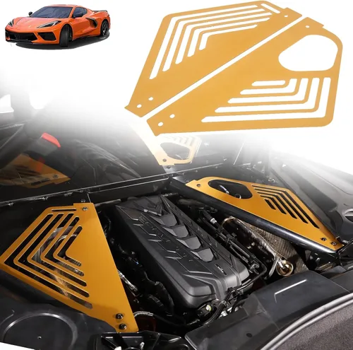 Vista 8 de Sekhyna Cubierta de panel de bahía del motor compatible con Chevrolet Corvette C8 Stingray 2020-2024 aleación de aluminio 2 piezas compartimento