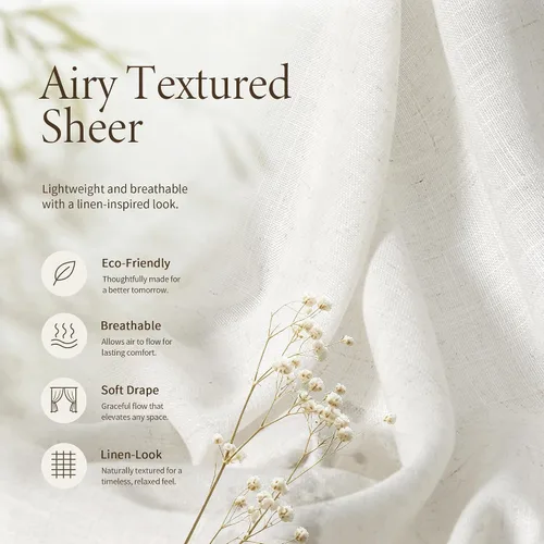 Vista 2 de Jowels Natural Linen Curtains 96 Inches Long 2 Panels for Living Room