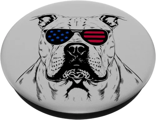 Vista 2 de Dogo Argentino Dog 4th July America USA Flag PopSockets Swappable PopGrip