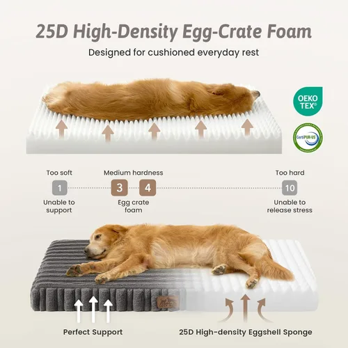 Vista 3 de COZY KISS Cama ortopédica lavable para perros para cachorros y gatos Gris