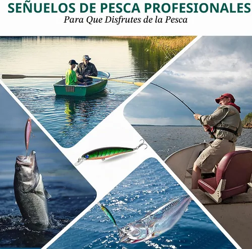 Vista 8 de Señuelos de pesca duros Crankbait Minnow Suspender Jerkbait Rattle Swimbait 5.1 in - 10 piezas